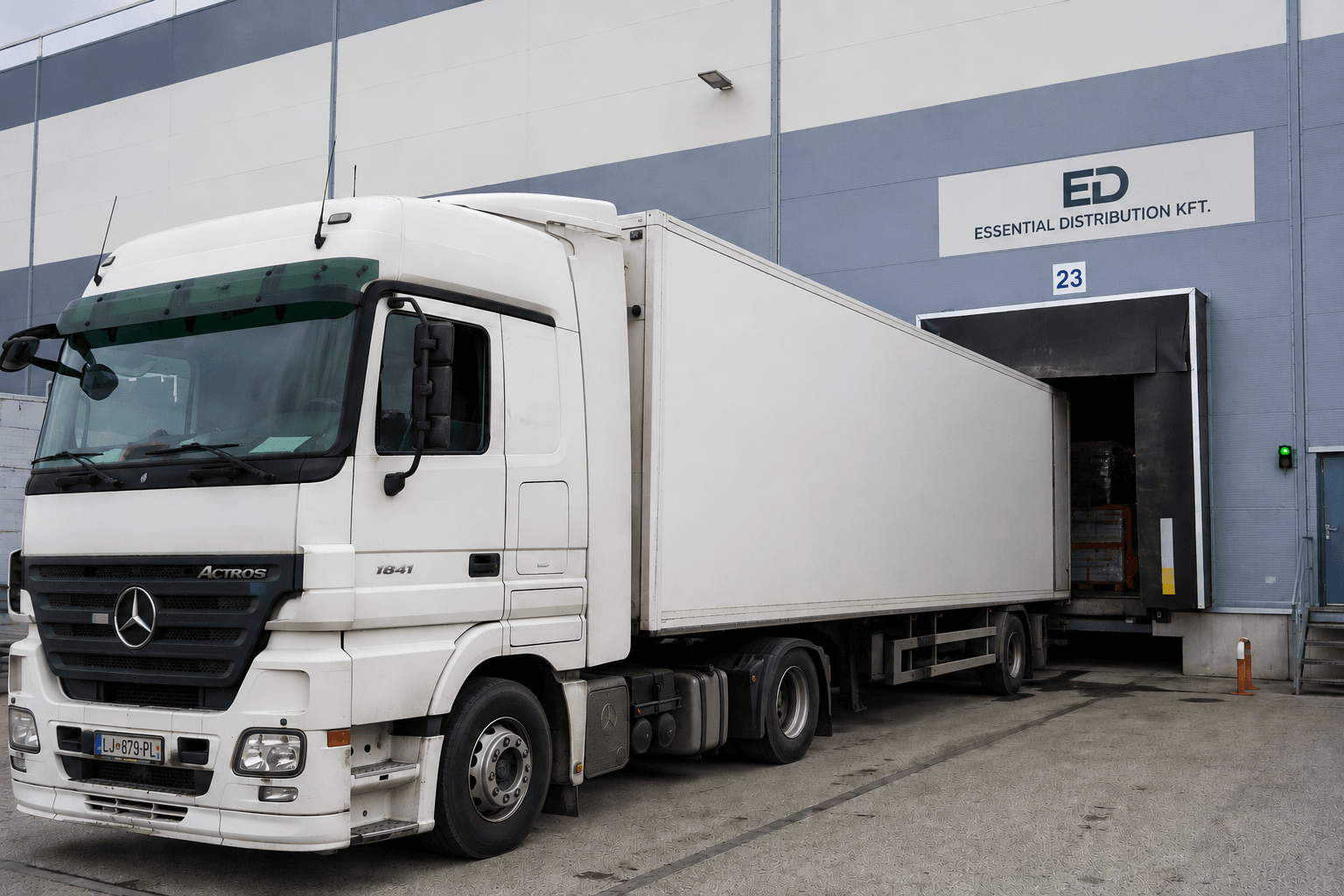 Essential Distribution truck representing a European distribution network